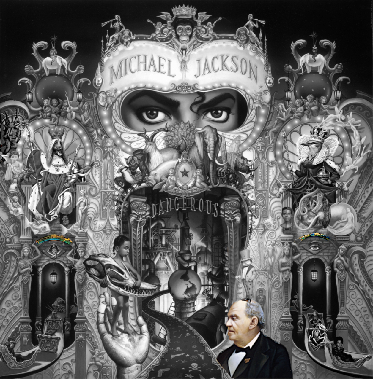 Michael Jackson Dangerous Album Cover Meaning of the number 1998 on the reverse of Barnum´s Jacket