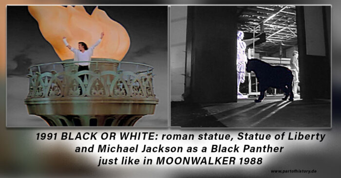 Michael Jackson Black or White 1991 Dangerous meaning symbol Black panther Statue of Liberty