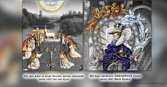 1991 Dangerous Cover Hybris oder Rebellion? Genter Altarbild 1432 und der King of Pop Engel Lamm Queen www.partofhistory.de