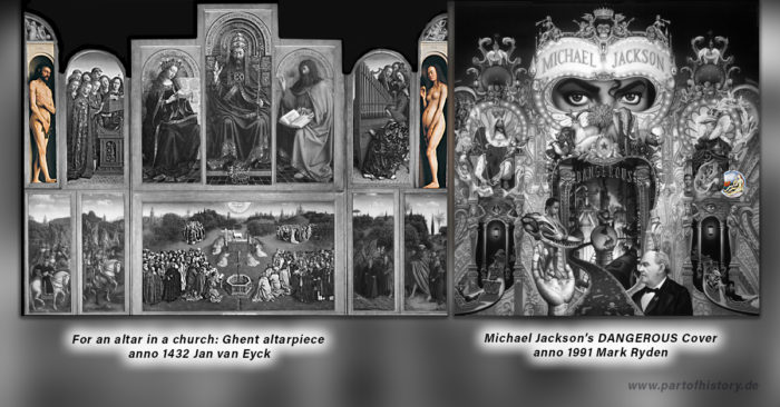 Michael Jackson Dangerous Cover Hubris or Rebellion against Religion? Ghent Altarpiece Adam and Eve www.partofhistory.de