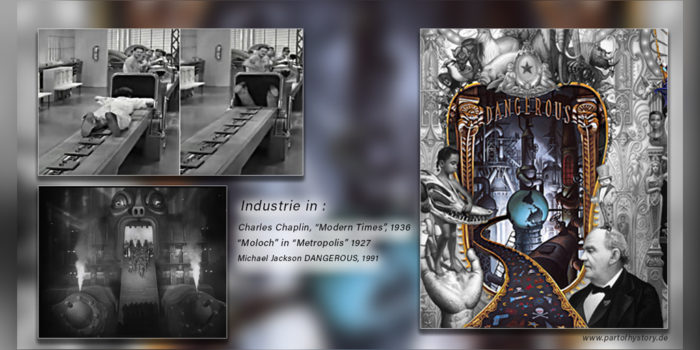 Michael Jackson Dangerous Cover snake mouth 1991. Mouth in industry Charlie Chaplin 1936. Mouth in "Moloch" in "Metropolis" 1927. www.partofhistory.de