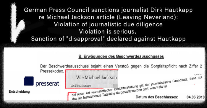 Michael Jackson and the press german presscouncil sanctioned journalist Dirk Hautkapp Leaving Neverland