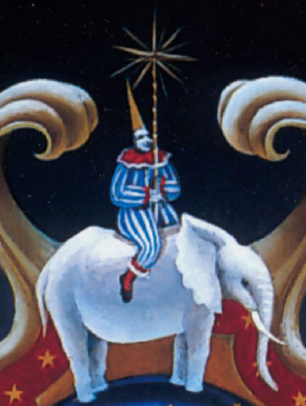 Dangerous cover 1991 white elephant with clown on it