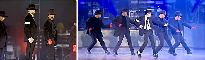 Michael Jackson Dangerous performance with dancers wearing red gloves